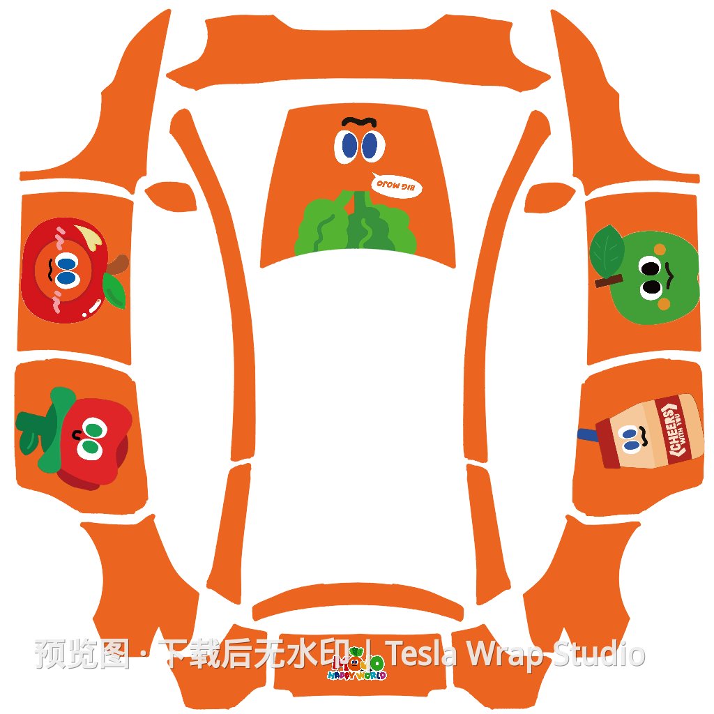 橙色卜卜皮肤 - Model Y L - Model Y L 特斯拉喷漆车间模板