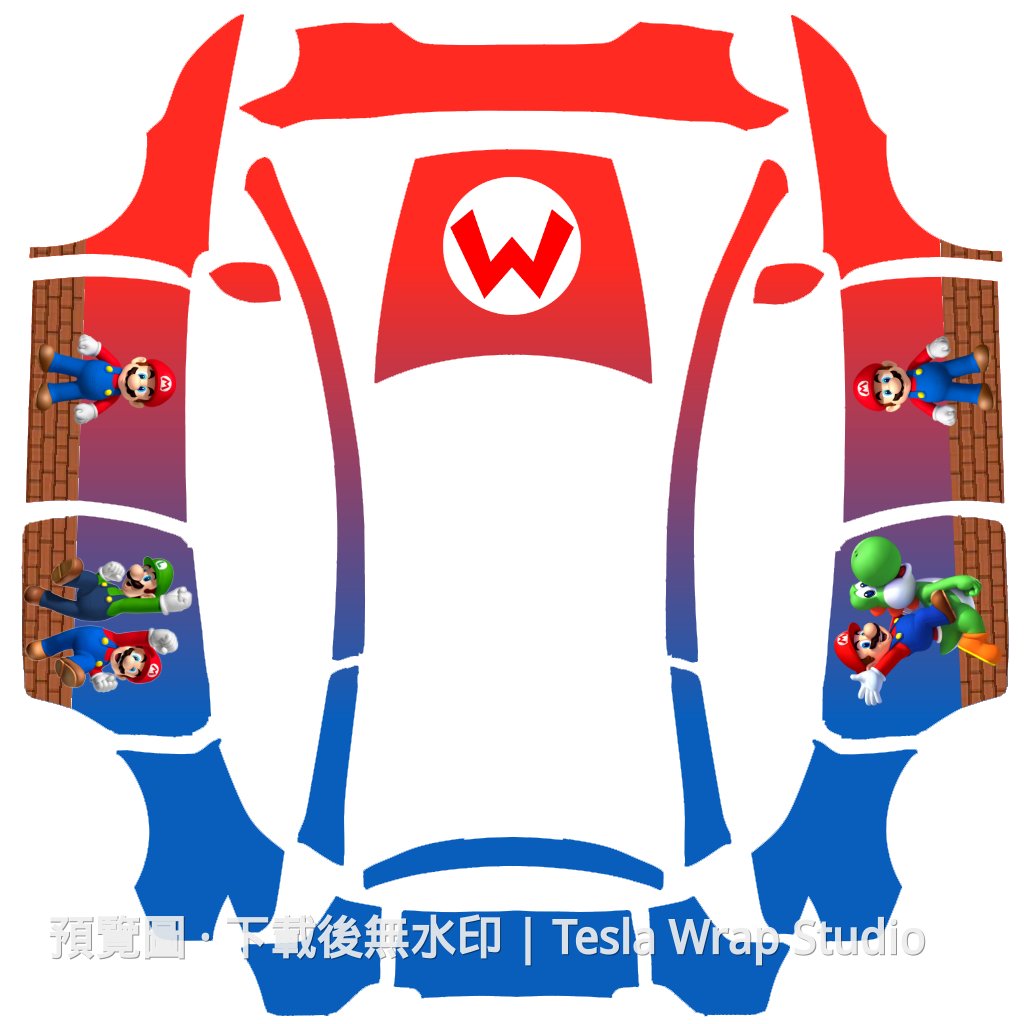 Mario 主題 - Model Y L - Model Y L Tesla 烤漆中心範本
