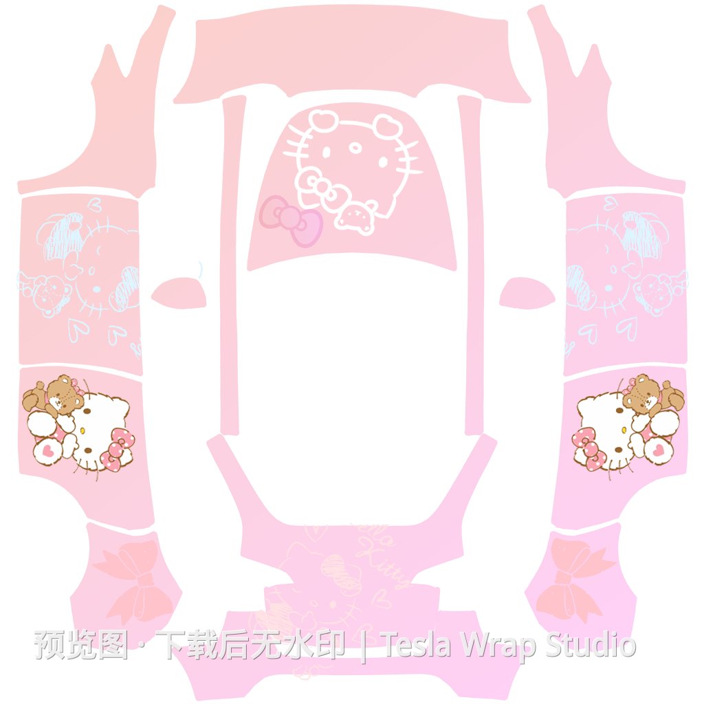梦幻 Kitty 粉主题 - Model Y - Model Y 特斯拉喷漆车间模板