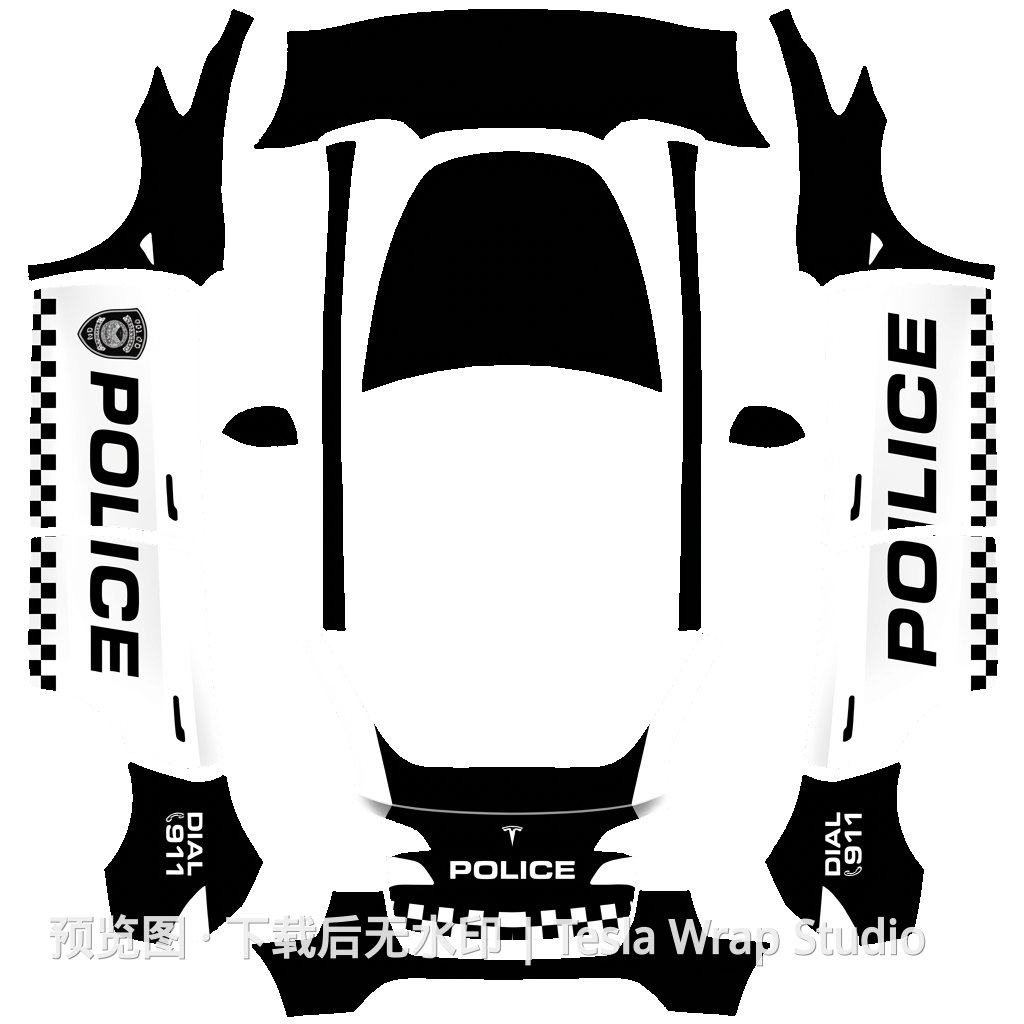 Police 巡逻风格主题 - Model Y - Model Y 特斯拉喷漆车间模板