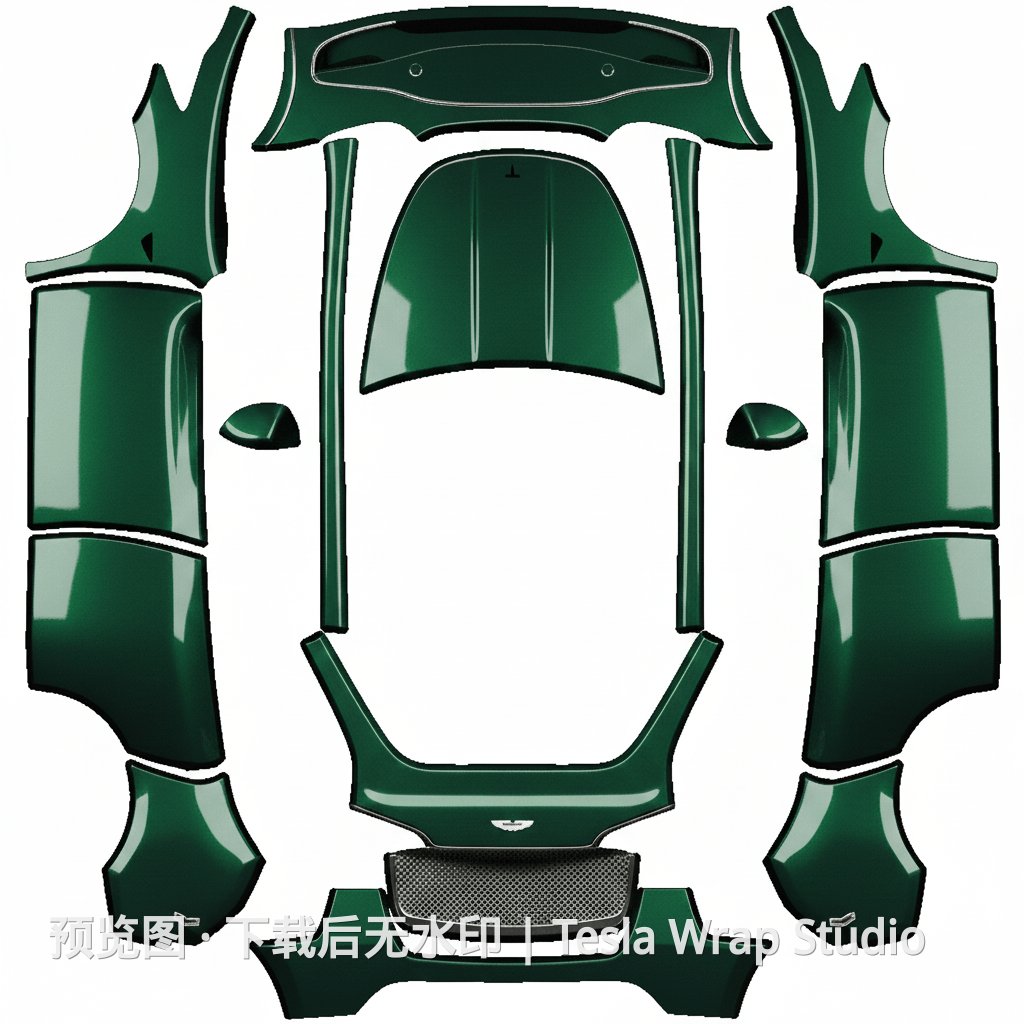 Model Y Aston Martin 主题外观模板 - Model Y 特斯拉喷漆车间模板