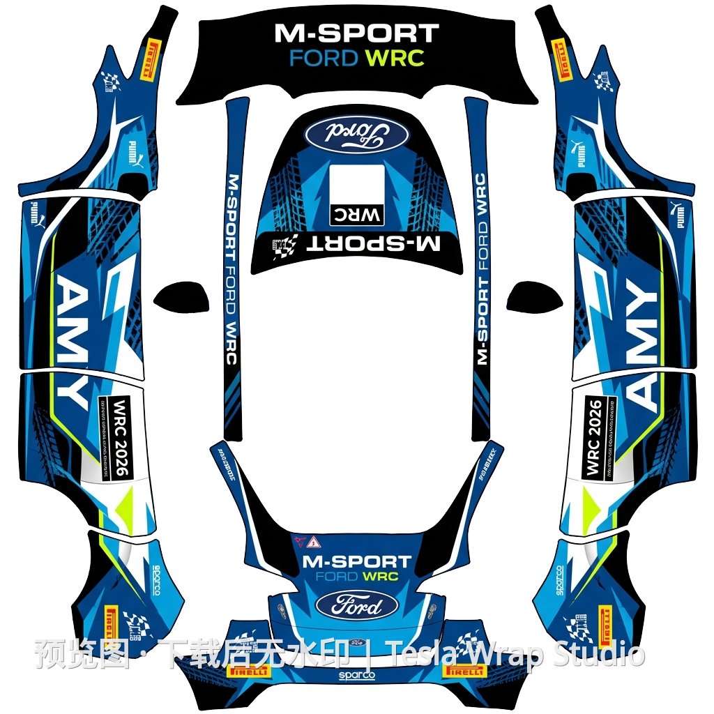 Ford WRC AMY 涂装 - Model Y - Model Y 特斯拉喷漆车间模板