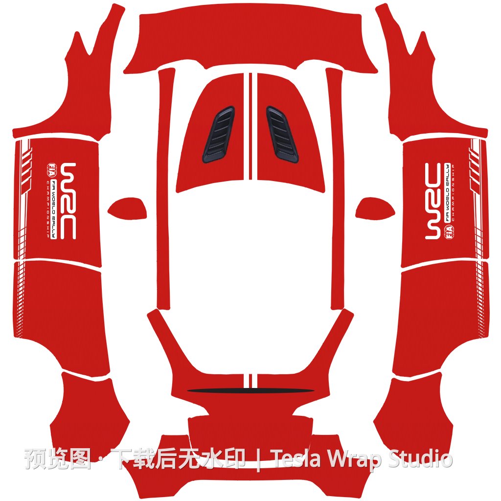 WRC Red 主题 - Model Y - Model Y 特斯拉喷漆车间模板