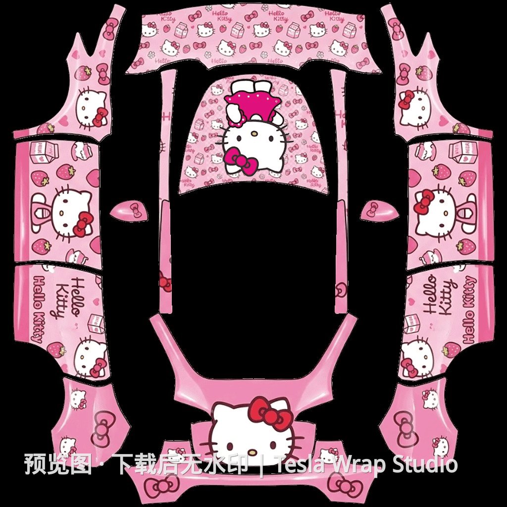 Model Y Hello Kitty 主题外观模板 - Model Y 特斯拉喷漆车间模板
