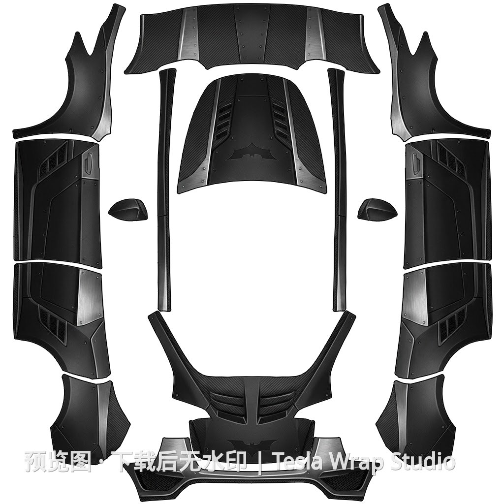 蝙蝠侠黑骑士做旧主题 - Model Y - Model Y 特斯拉喷漆车间模板