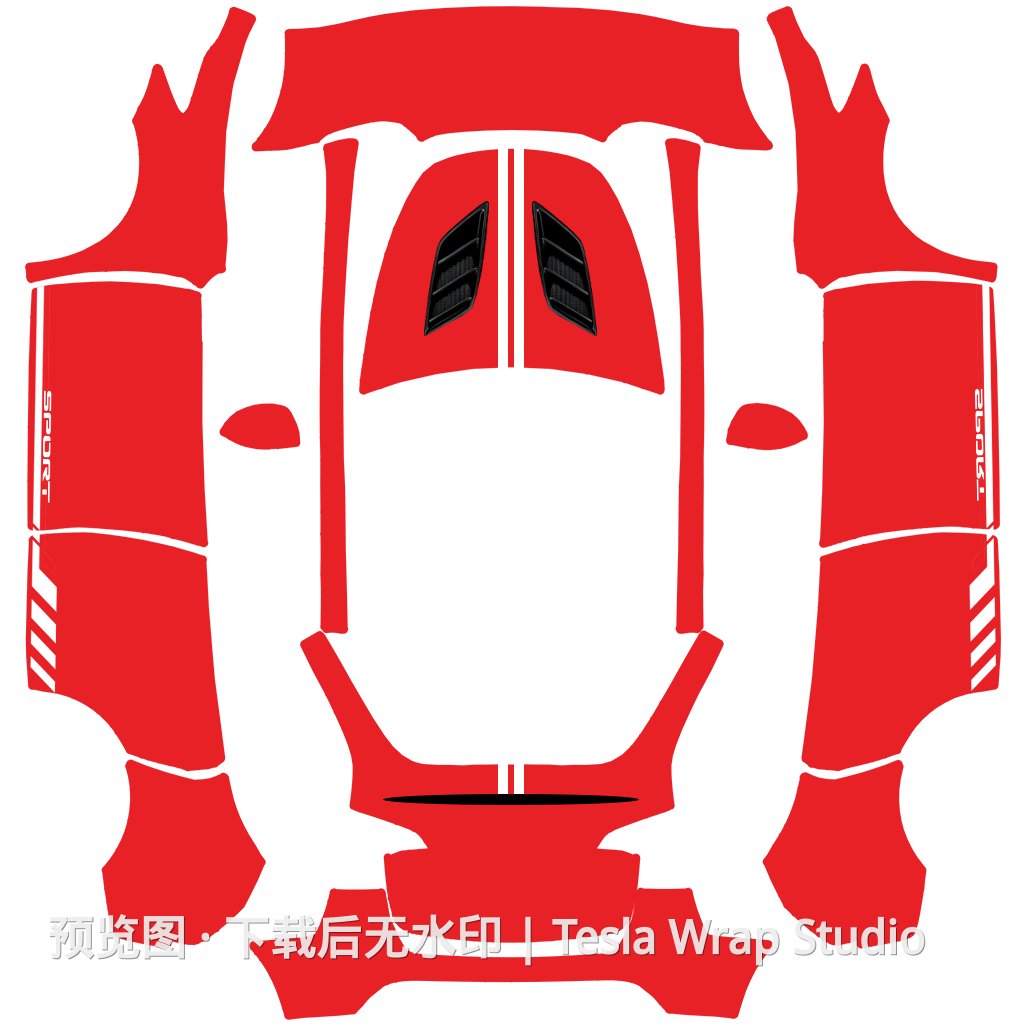 Sports Red 主题 - Model Y - Model Y 特斯拉喷漆车间模板