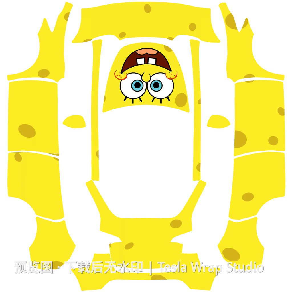 Model Y SpongeBob 海绵宝宝主题外观模板 - Model Y 特斯拉喷漆车间模板