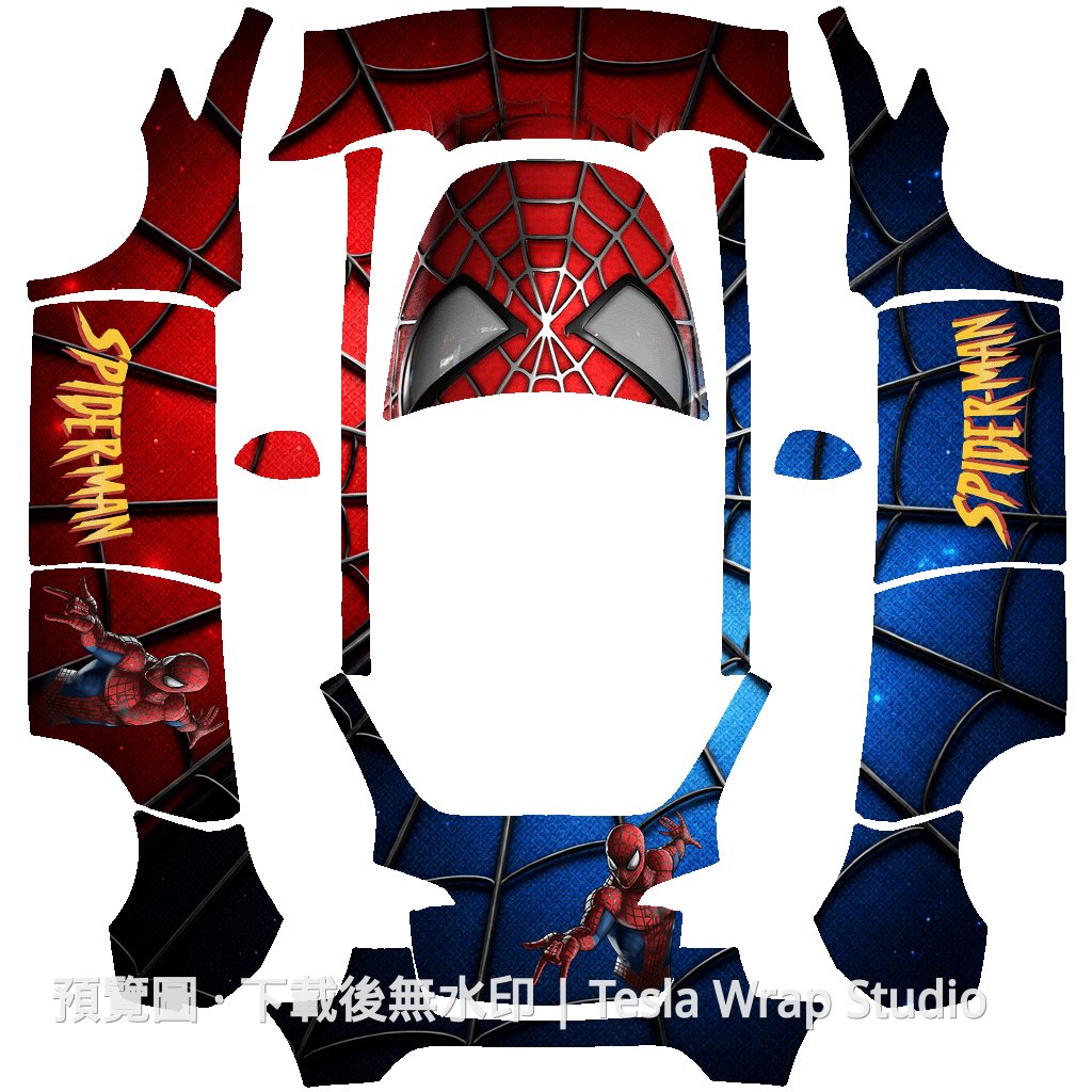 Model Y 3D Spider-Man 蜘蛛人主題車體外觀範本