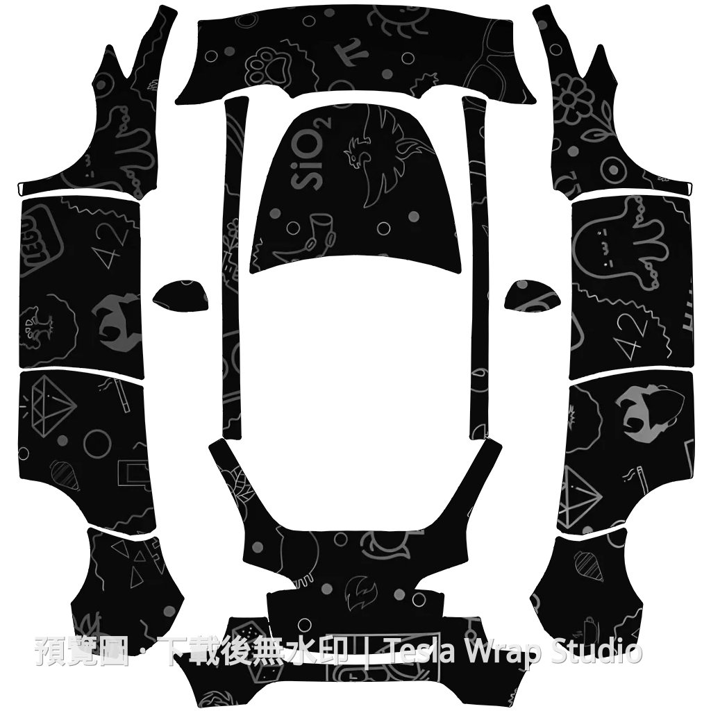 黑色幽默主題 Model Y 車體外觀範本