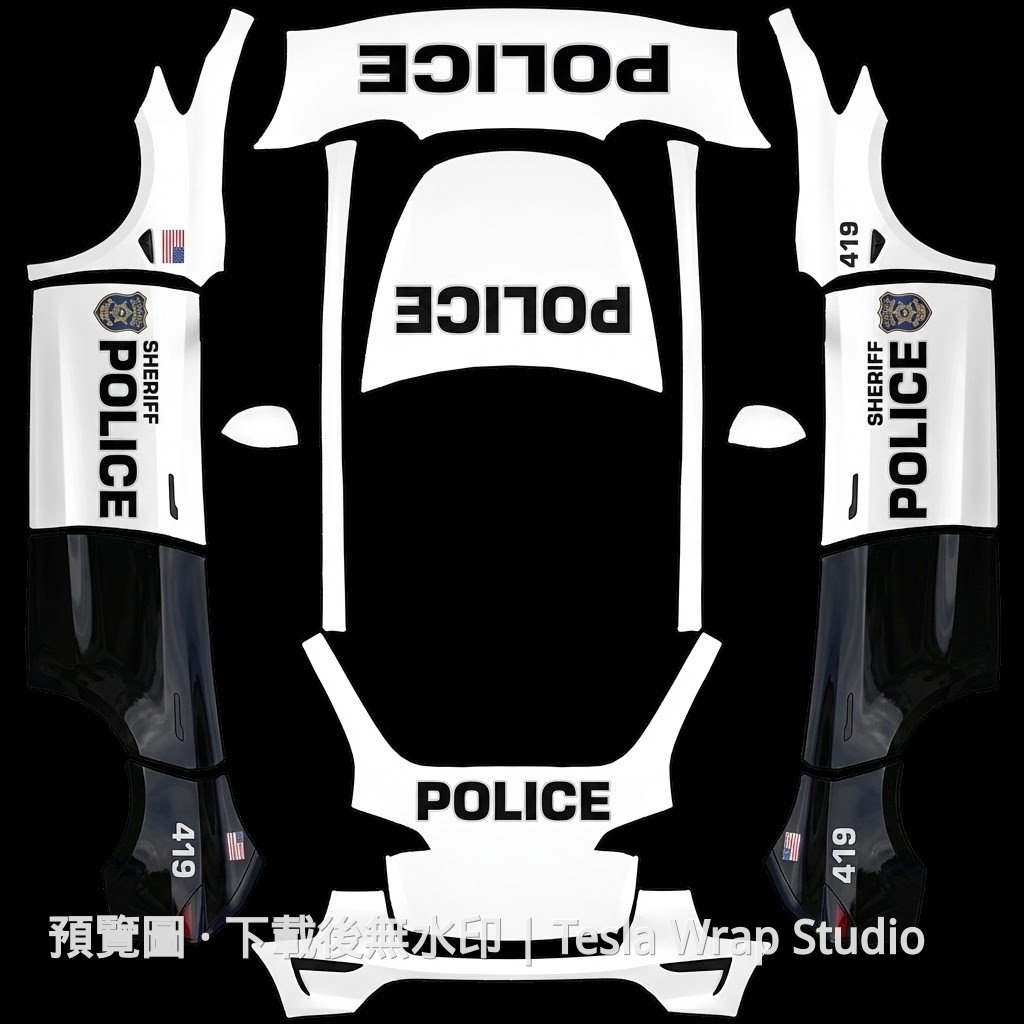 Model Y 警車巡邏主題車體外觀範本