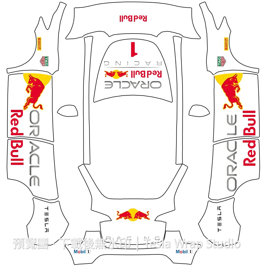 Model Y Red Bull F1 White Bull 主題車體外觀範本