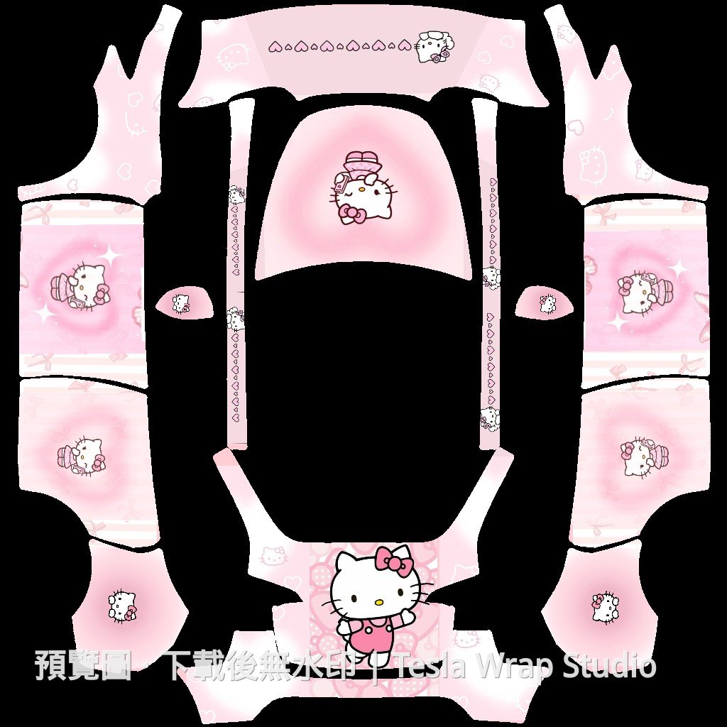 Model Y Hello Kitty 粉色主題車體外觀範本