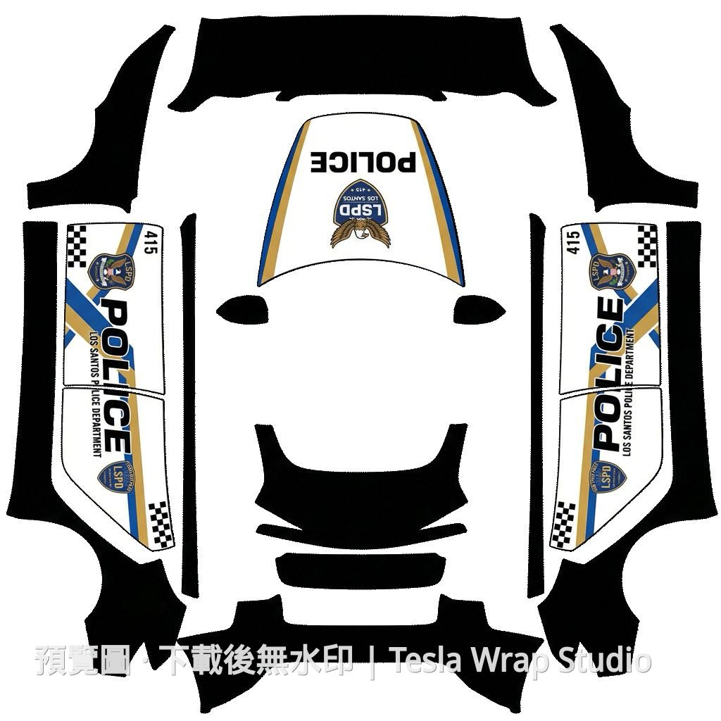 警車主題 Model Y 車體外觀範本