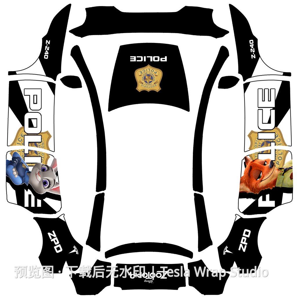 Tesla Model Y L 疯狂动物城涂装 - Model Y L