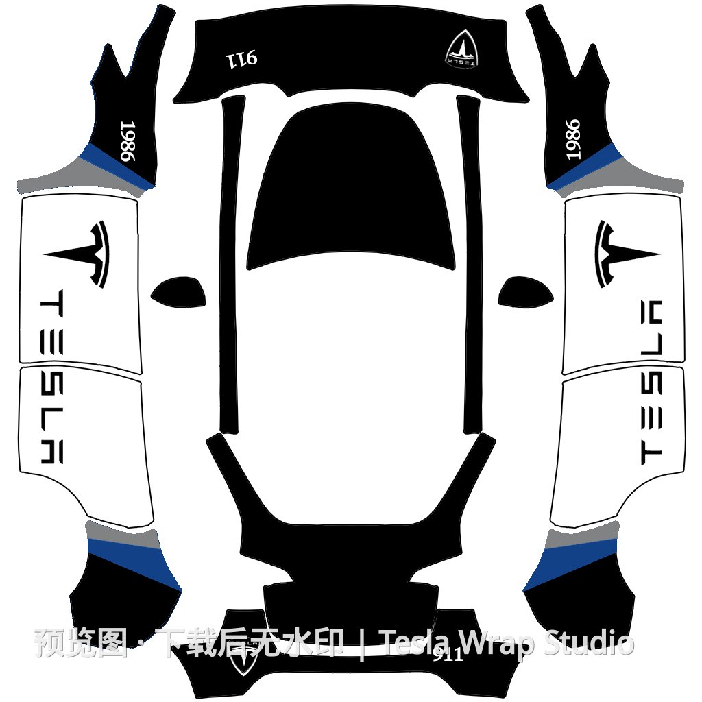 仿美警 Tesla V2 - Model Y - Model Y 特斯拉喷漆车间模板