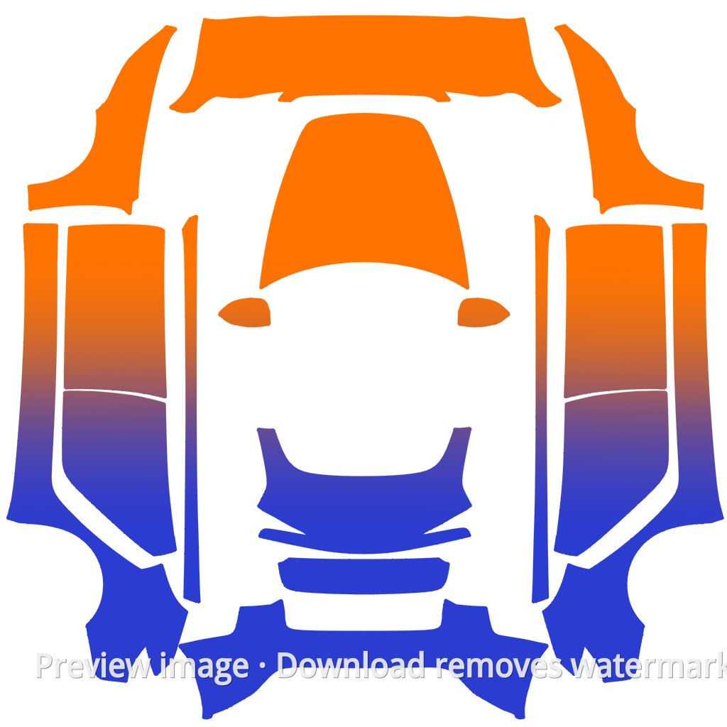 Orange and Blue Gradient Wrap - Model 3 (2024+) Standard & Premium Tesla Paint Shop template