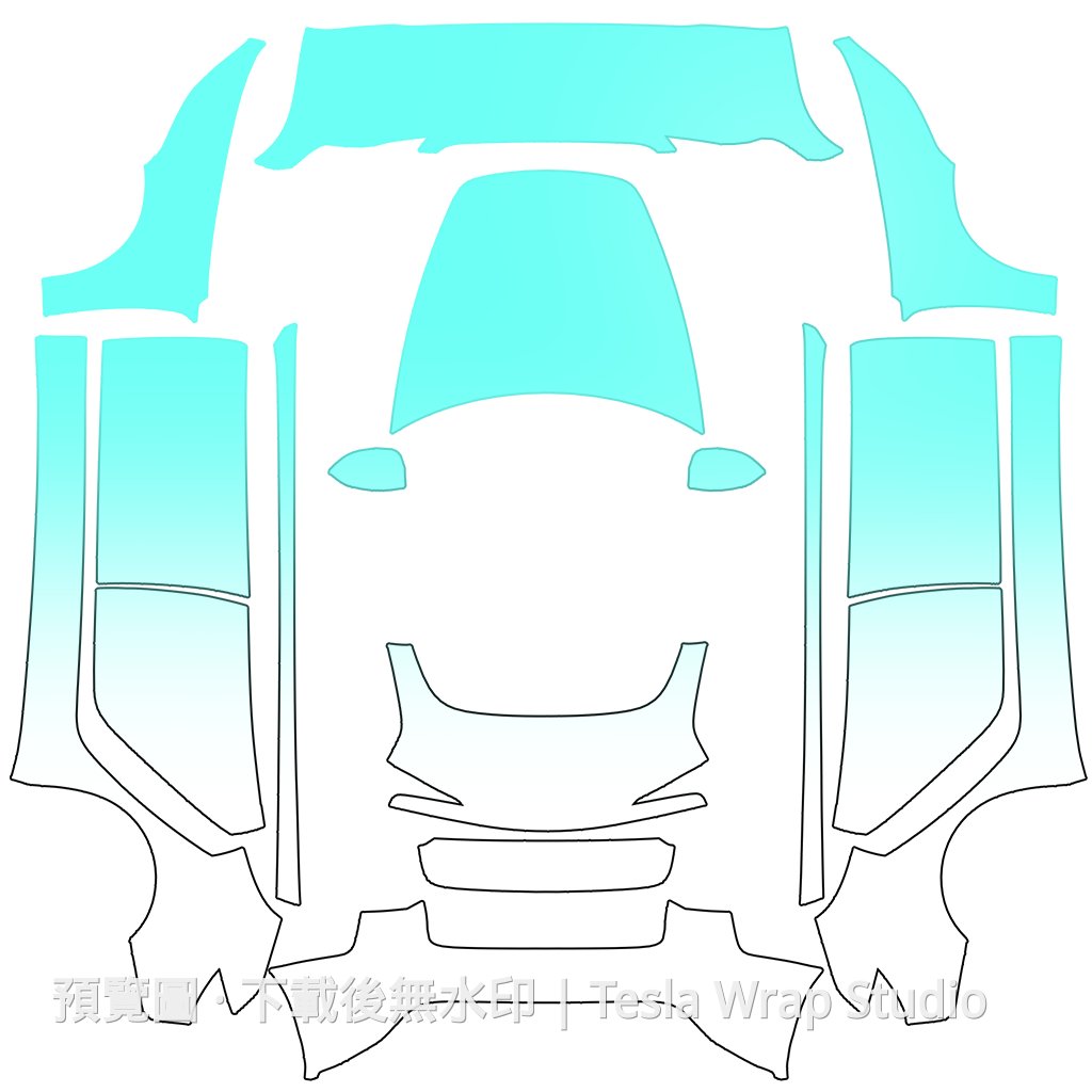 綠色漸層主題外觀 - Model 3 (2024+) Standard & Premium Tesla 烤漆中心範本
