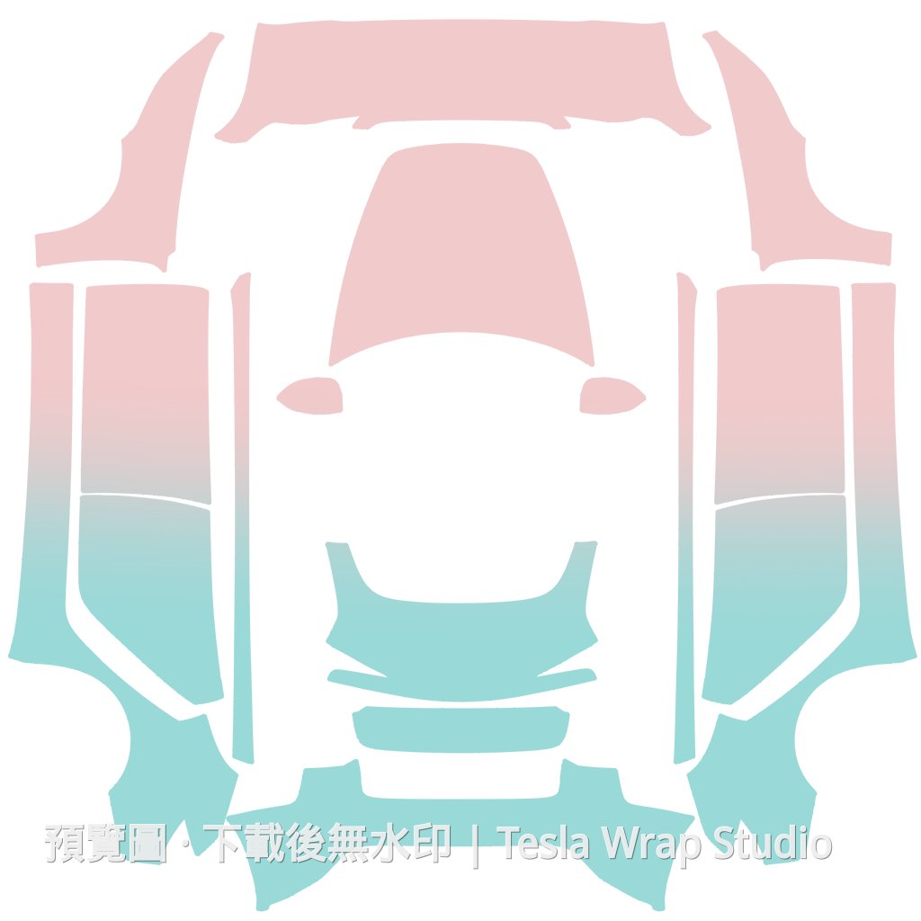 粉綠漸層主題外觀 - Model 3 (2024+) Standard & Premium Tesla 烤漆中心範本