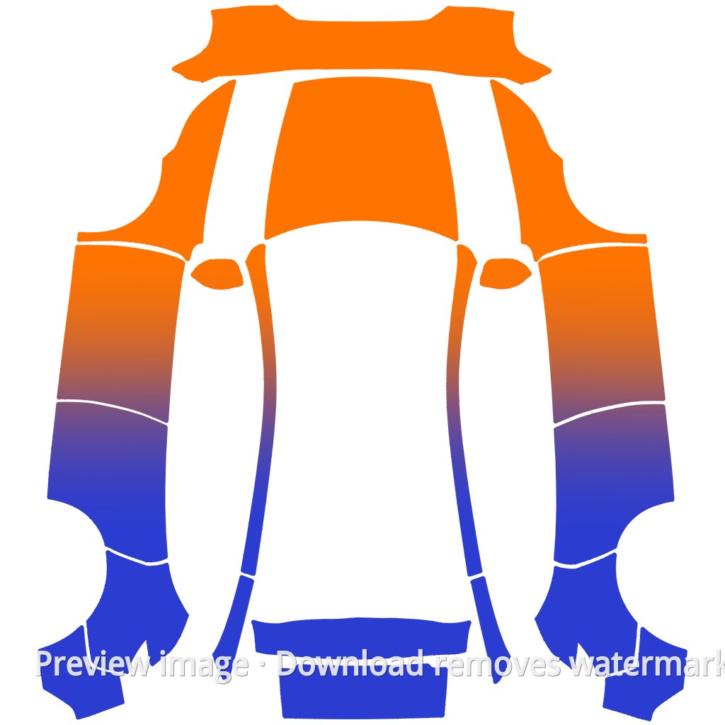 Orange and Blue Gradient Wrap - Model Y (2025+) Premium Tesla Paint Shop template
