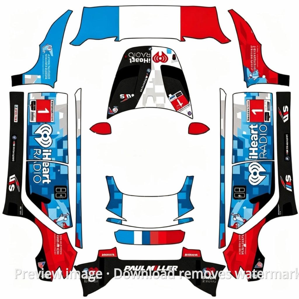 Yeni Model 3 BMW M4 GT3 EVO #1 Teması - Model 3 (2024+) Standard & Premium Tesla Paint Shop şablonu
