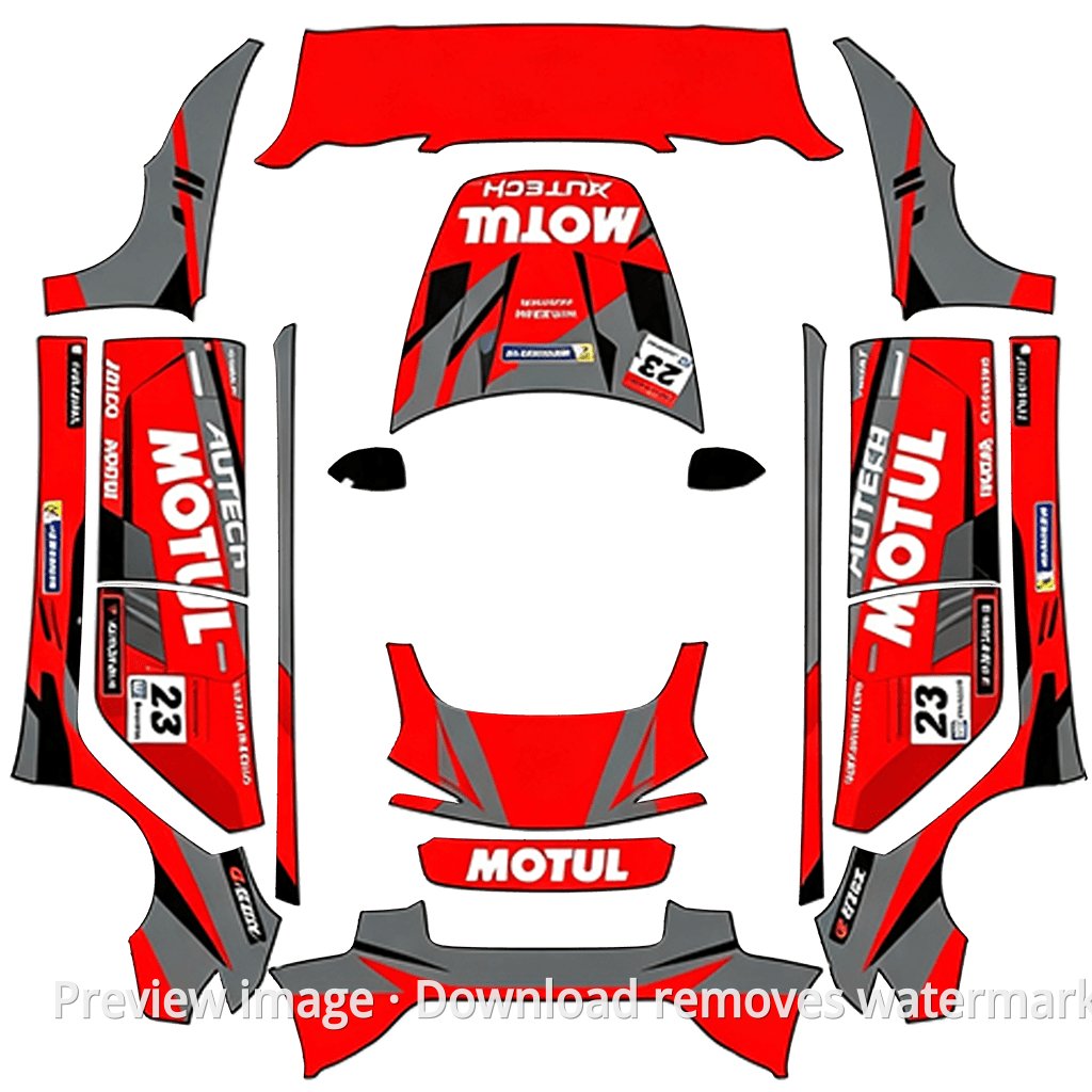 신형 Model 3 Nissan GT500 Motul 리버리 테마 - Model 3 (2024+) Standard & Premium Tesla Paint Shop 템플릿