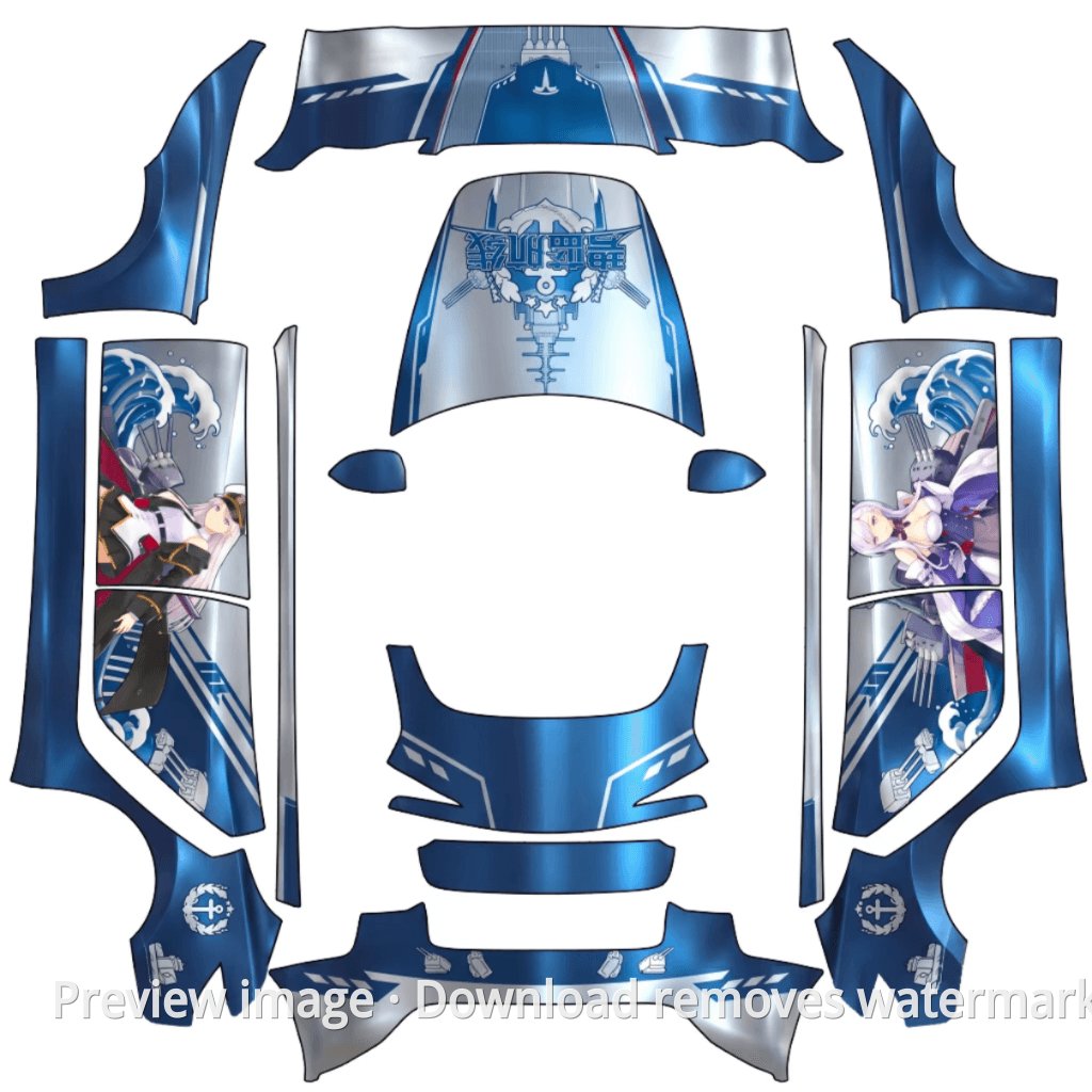 ثيم Azur Lane لـ Model 3 الجديد - قالب Tesla Paint Shop لطراز Model 3 (2024+) Standard & Premium