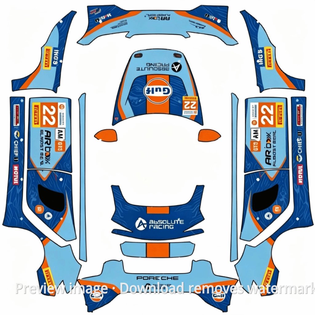 新款 Model 3 Absolute Racing 海湾浪花涂装主题