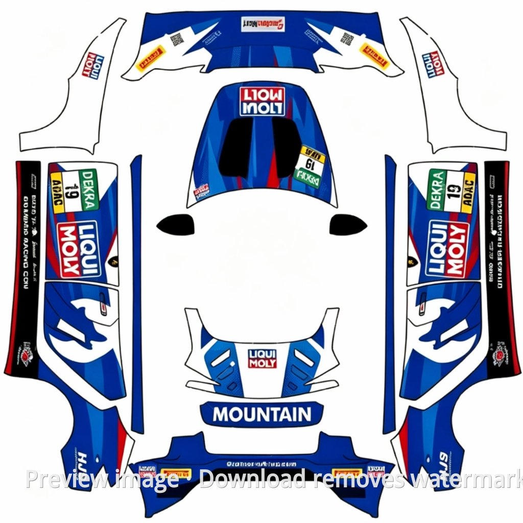 Ny Model 3 — Lamborghini Huracán GT3 EVO2 DTM 2024 nr. 19-tema – Tesla Paint Shop-skabelon til Model 3 (2024+) Standard & Premium