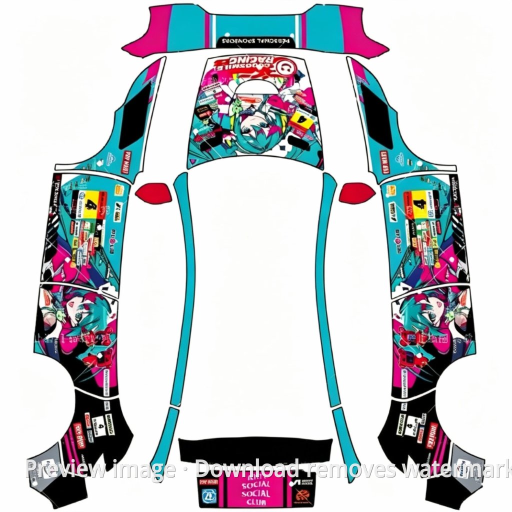 Nuevo Model Y – tema de decoración Hatsune Miku 2025 - Plantilla de Tesla Paint Shop para Model Y (2025+) Standard