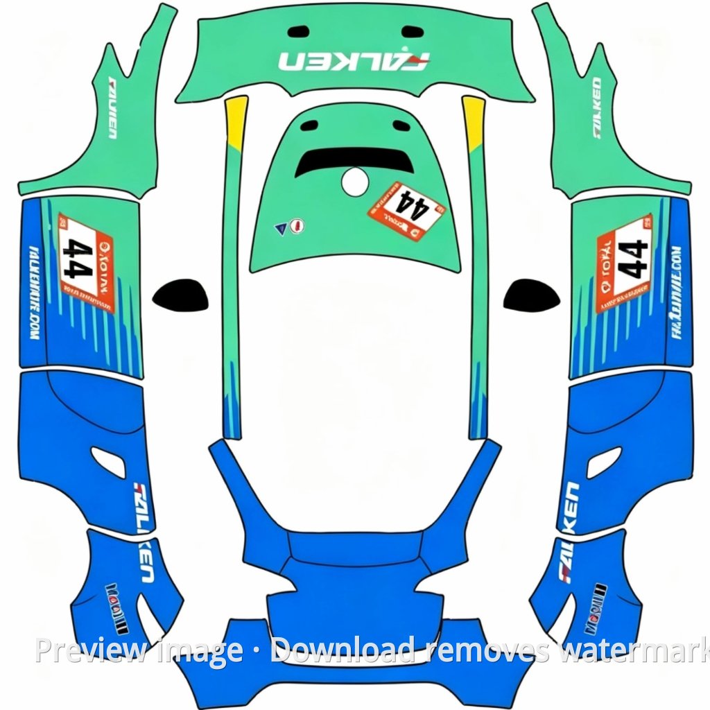 Model Y — Porsche 911 GT3 R FALKEN-tema – Tesla Paint Shop-skabelon til Model Y